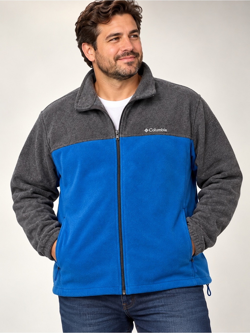 Columbia Men's Blue and Gray Full-Zip Performance Fleece Jacket